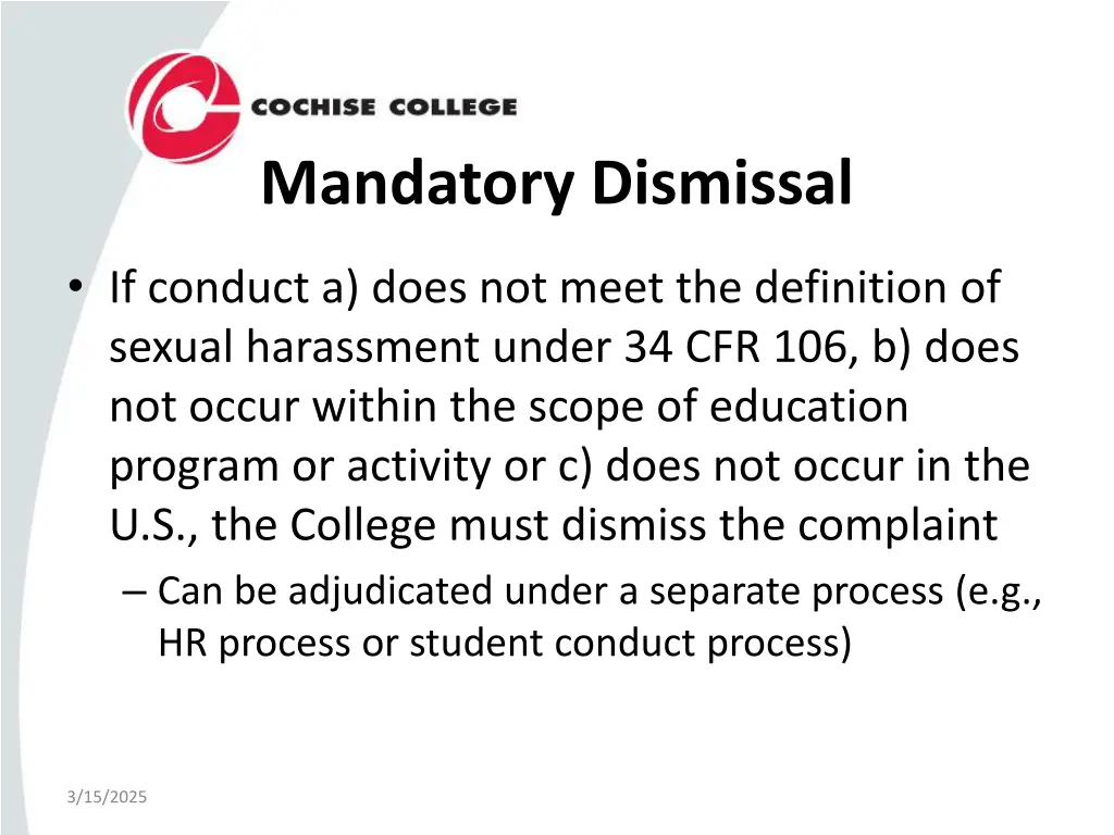 mandatory dismissal