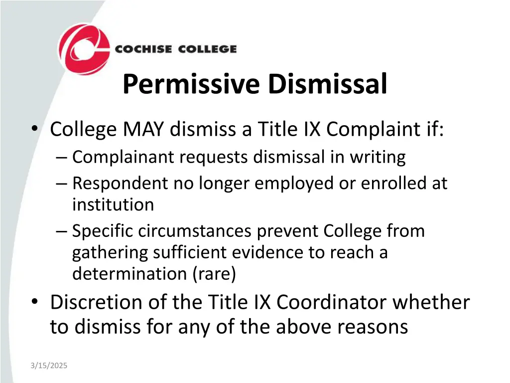 permissive dismissal