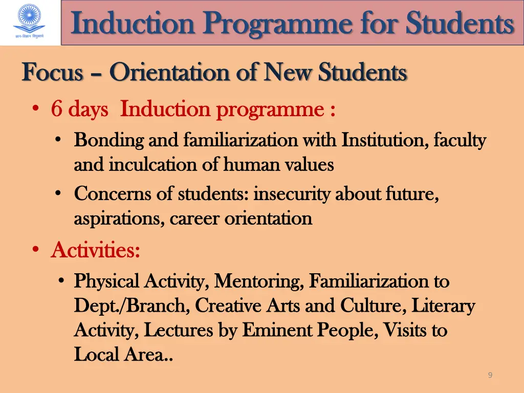 induction programme for students induction