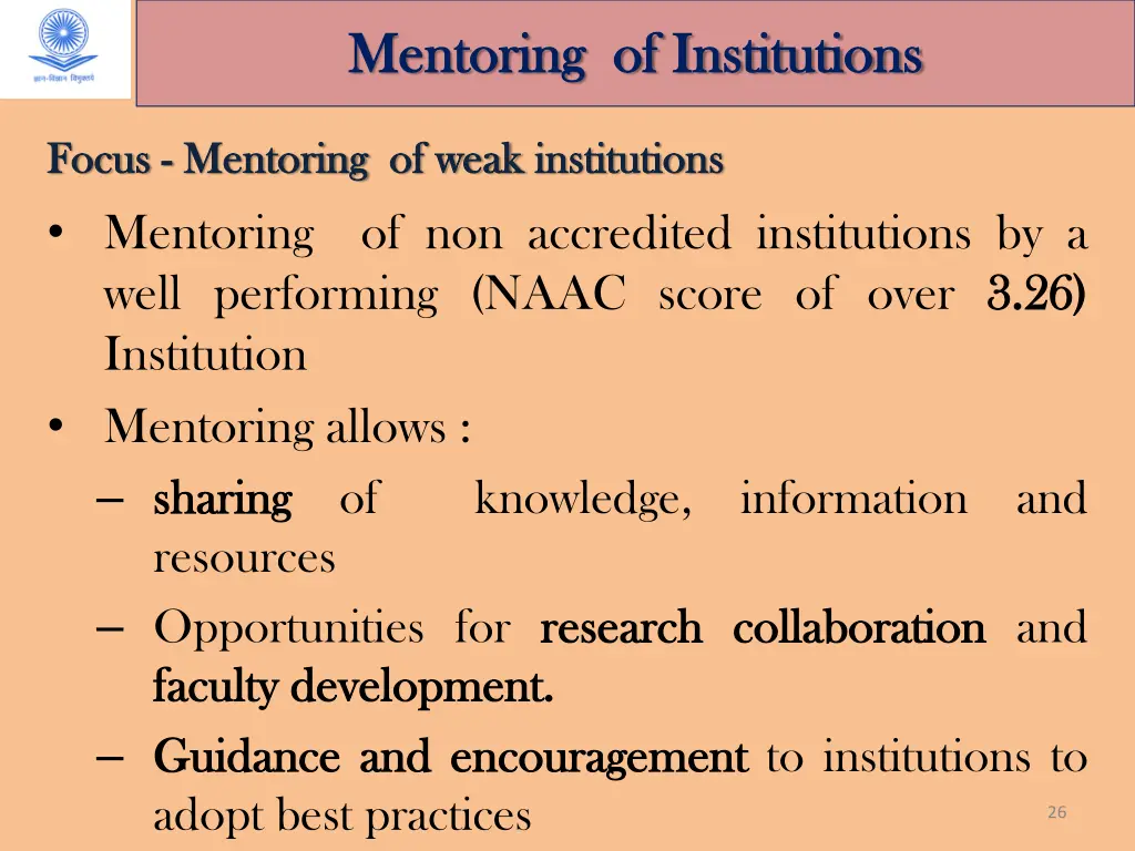 mentoring of institutions mentoring