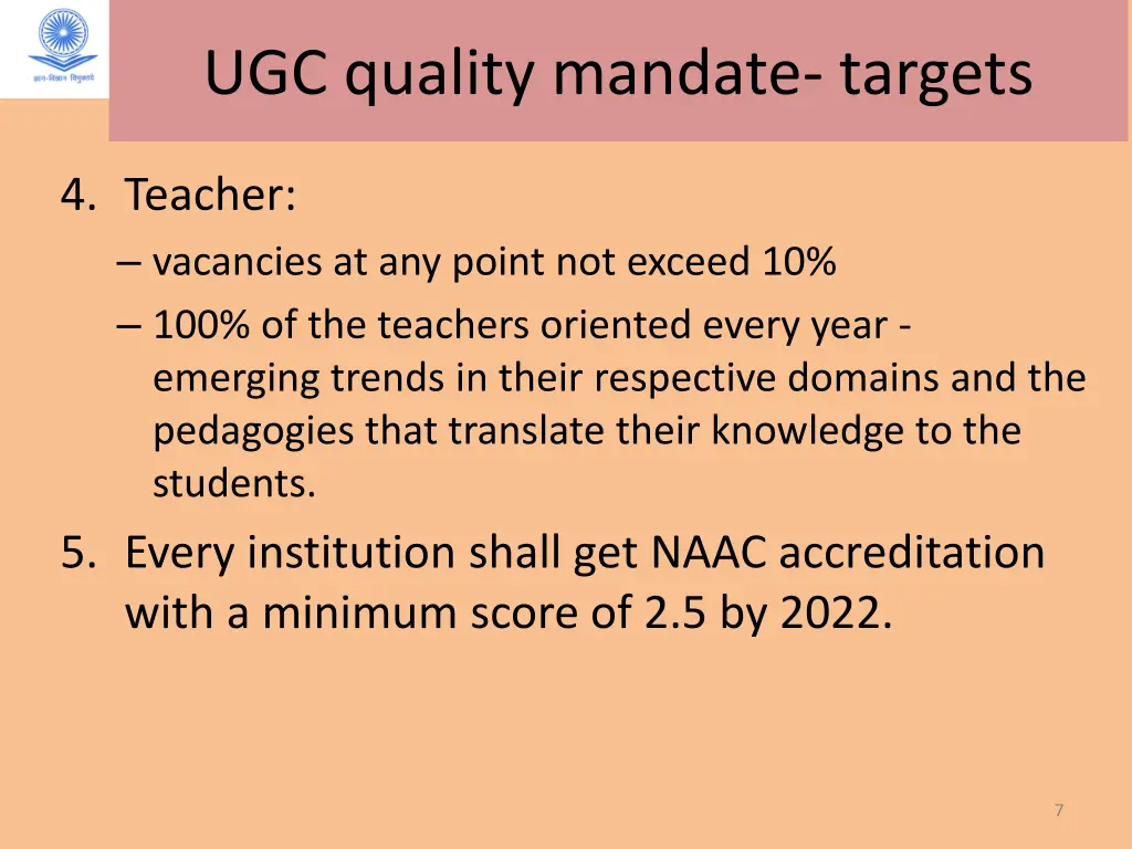ugc quality mandate targets