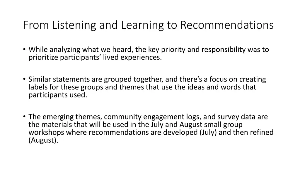from listening and learning to recommendations