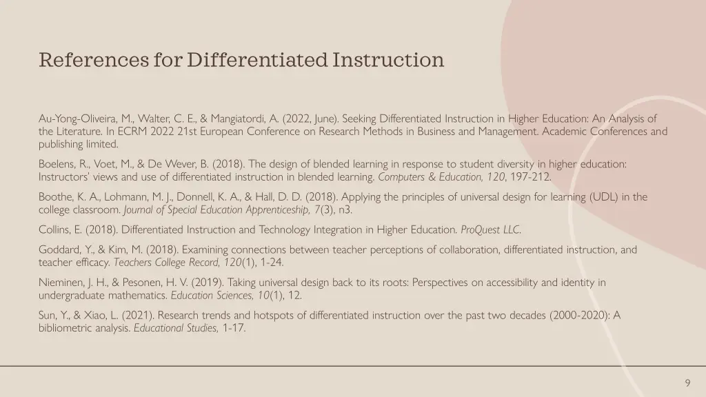 references for differentiated instruction