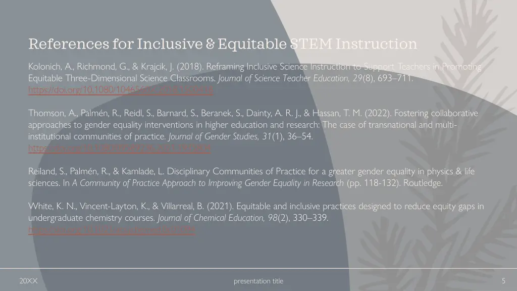 references for inclusive equitable stem