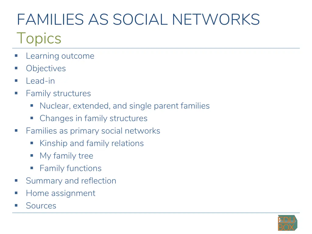 families as social networks topics