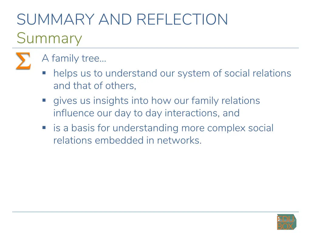 summary and reflection