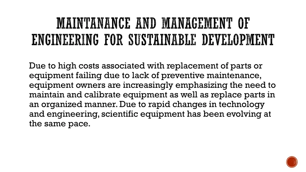 maintanance and management of engineering