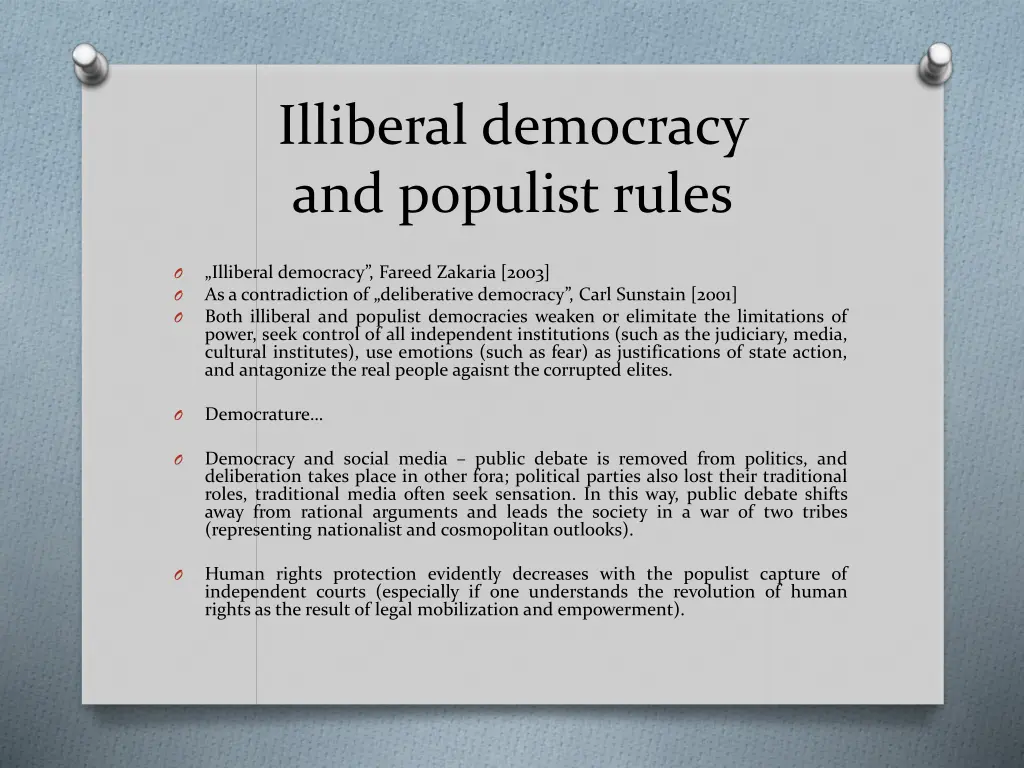 illiberal democracy and populist rules