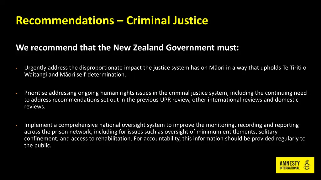 recommendations criminal justice