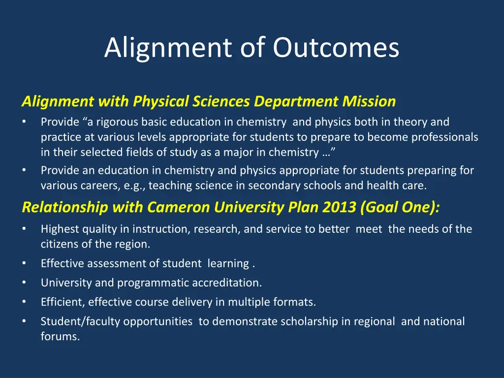 alignment of outcomes 1