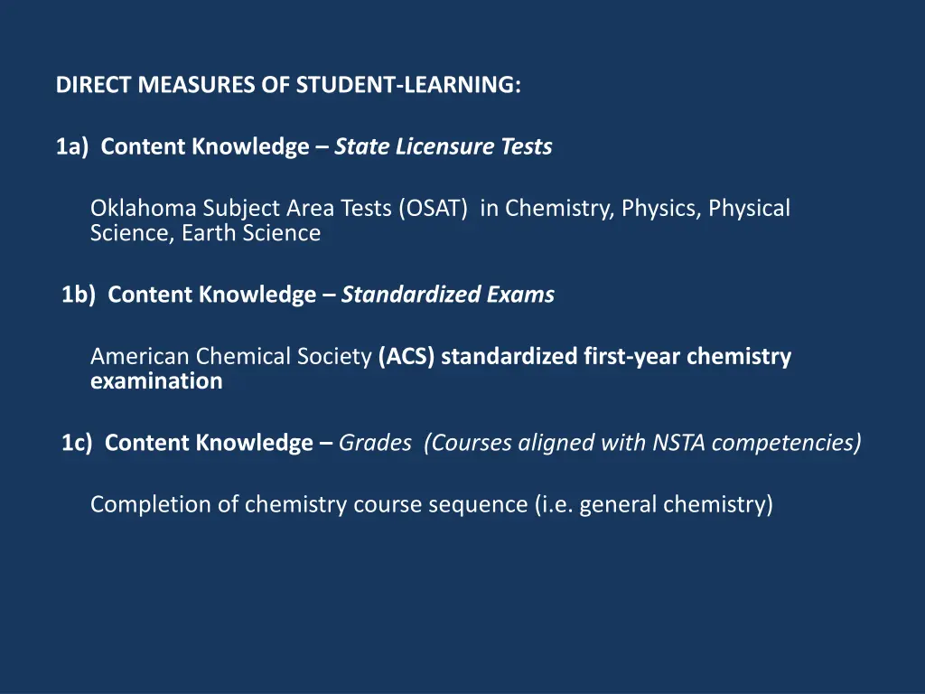 direct measures of student learning