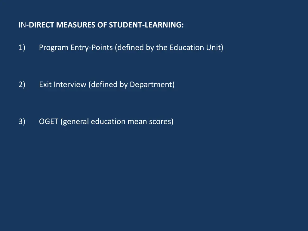 in direct measures of student learning