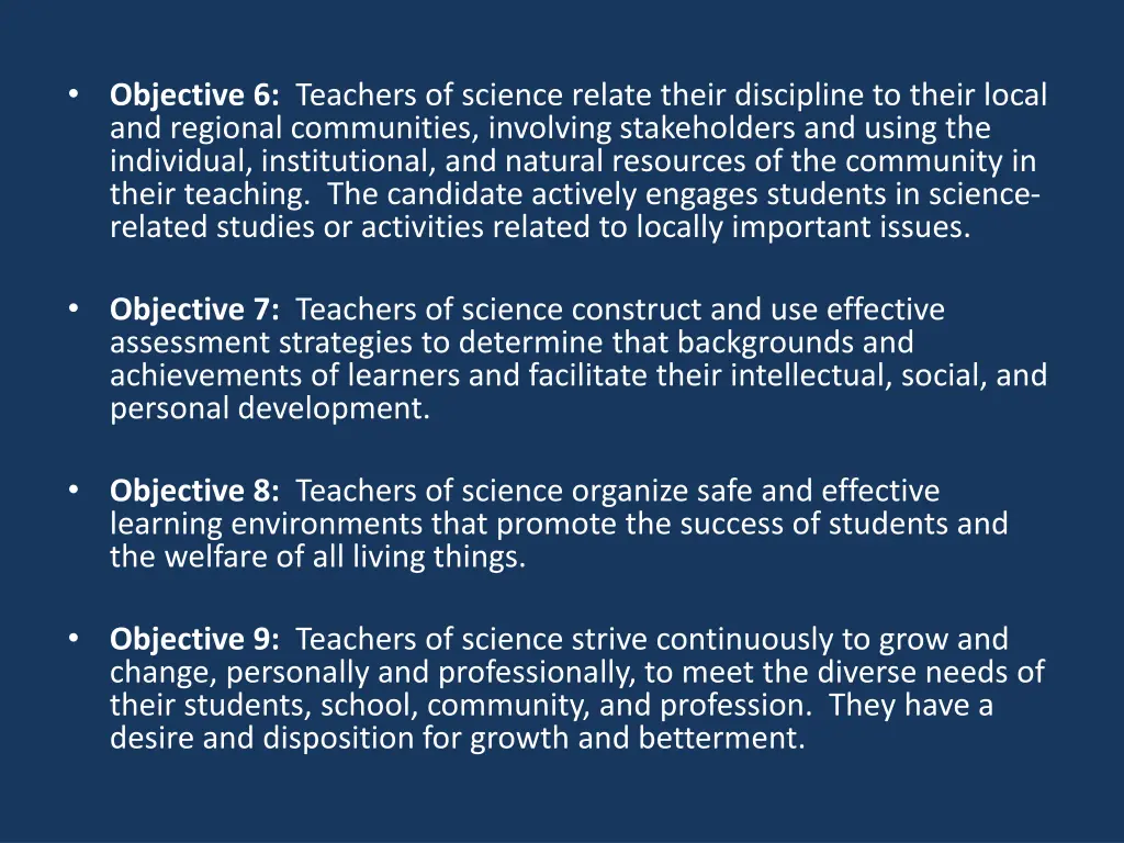 objective 6 teachers of science relate their