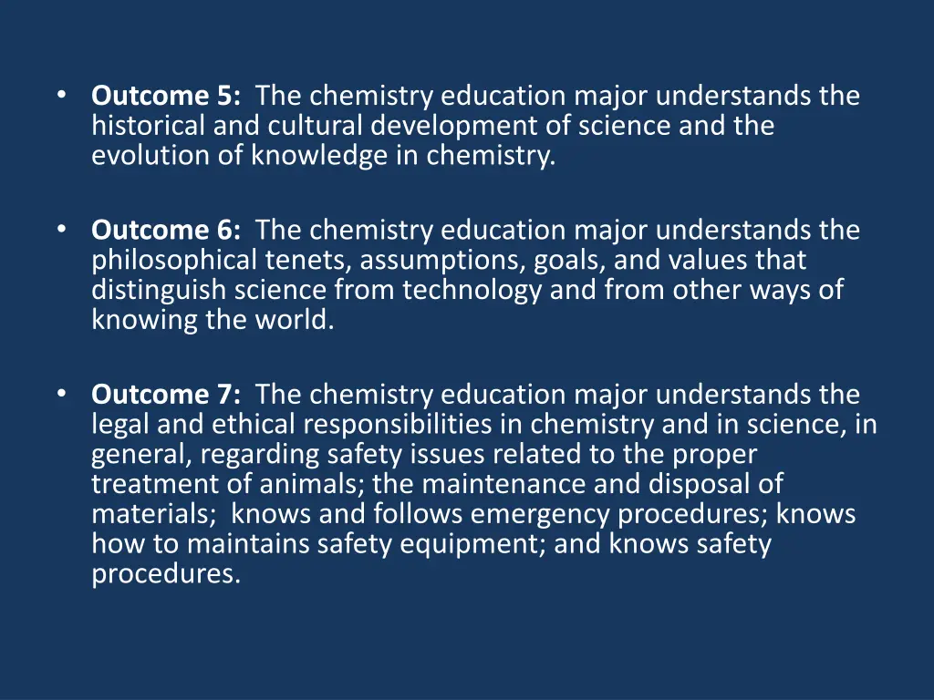 outcome 5 the chemistry education major