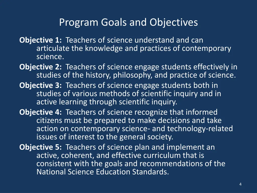 program goals and objectives