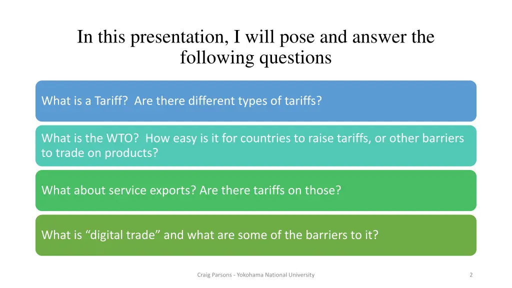in this presentation i will pose and answer