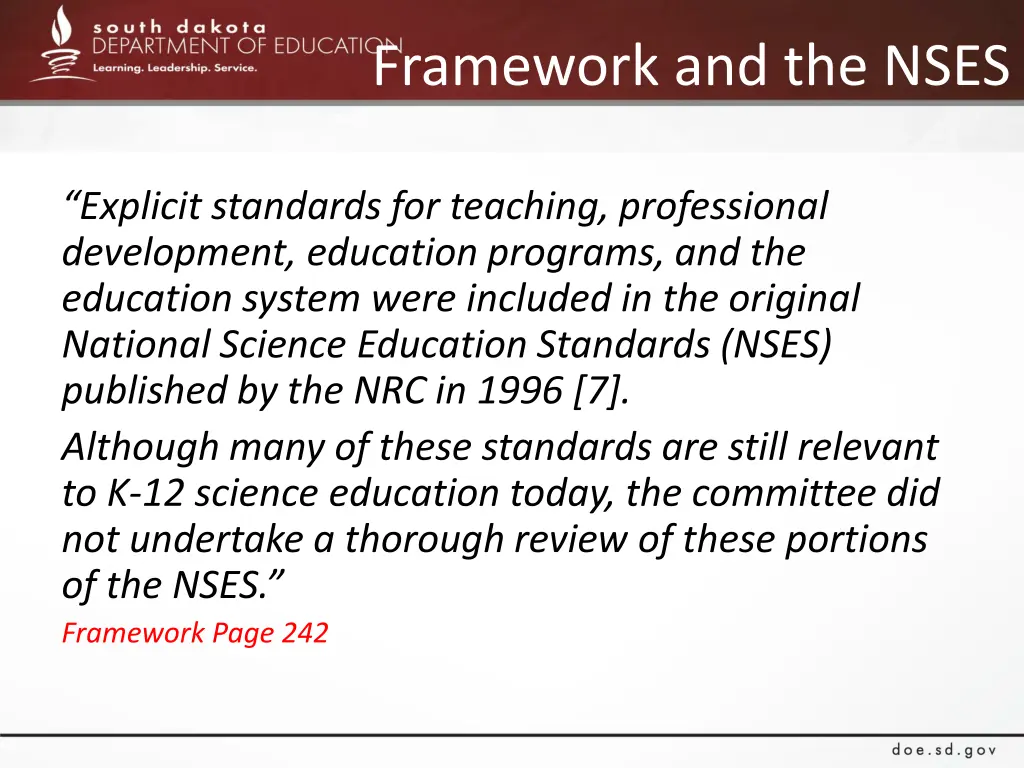 framework and the nses