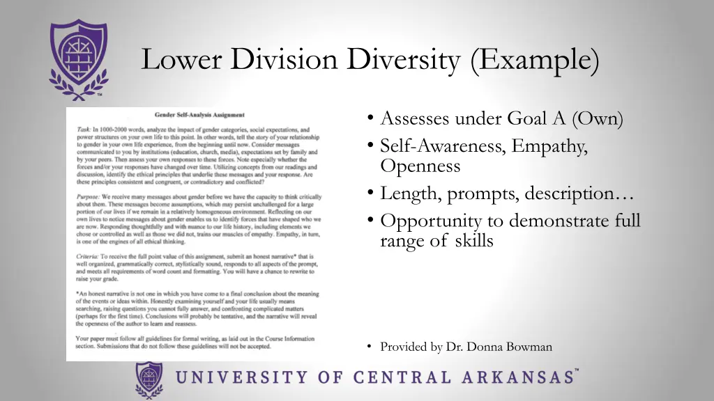lower division diversity example