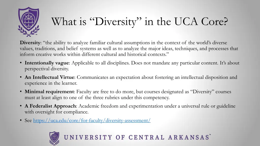 what is diversity in the uca core