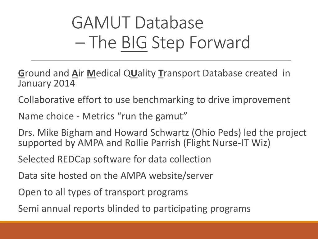 gamut database the big step forward