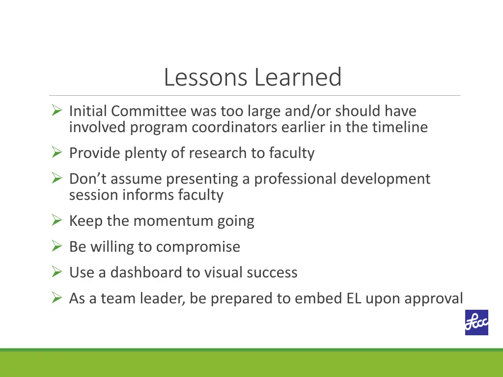 lessons learned