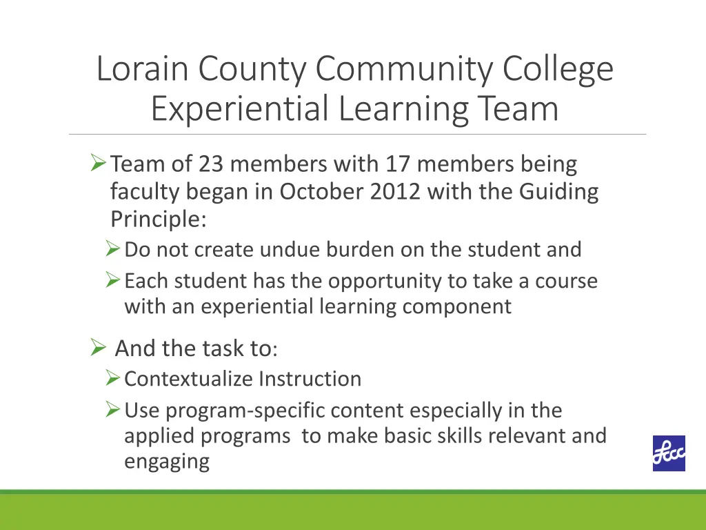 lorain county community college experiential