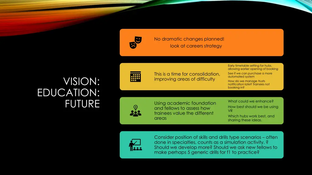 no dramatic changes planned look at careers