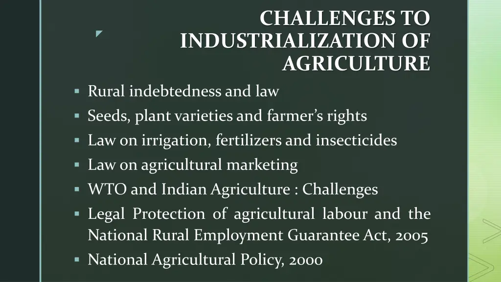 challenges to industrialization of agriculture