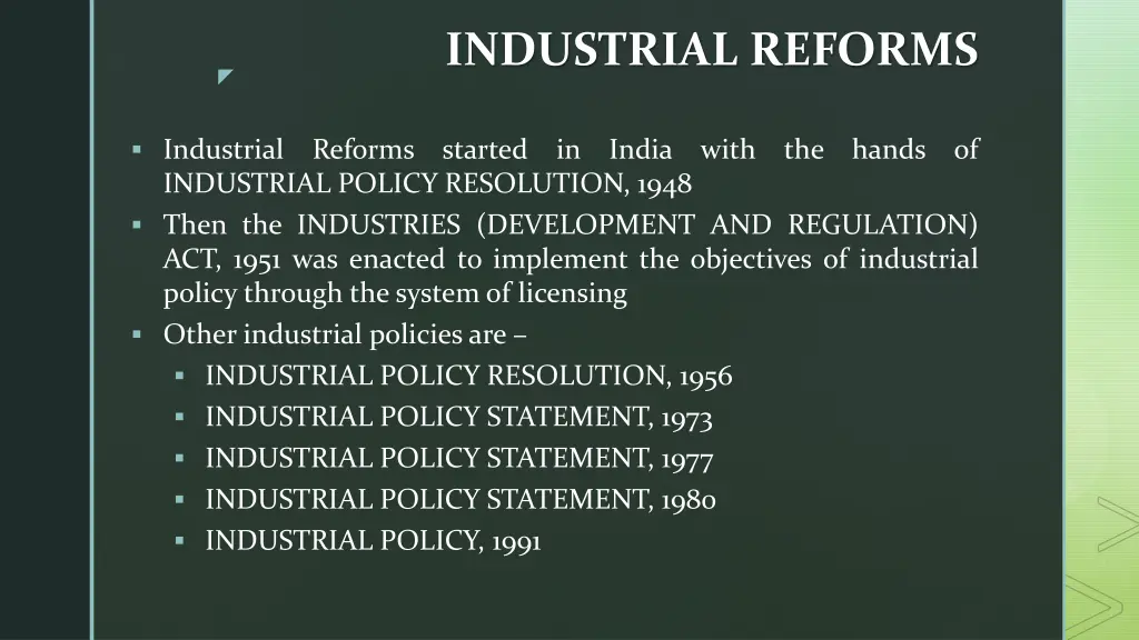 industrial reforms