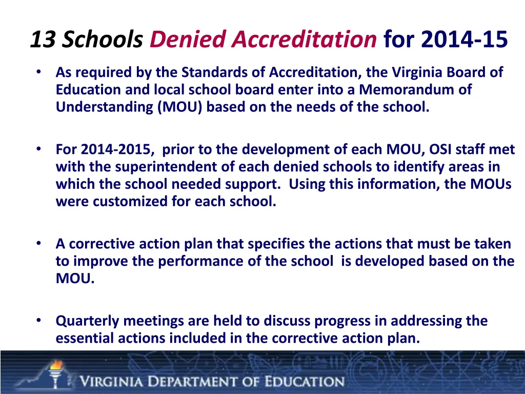 13 schools denied accreditation for 2014 15