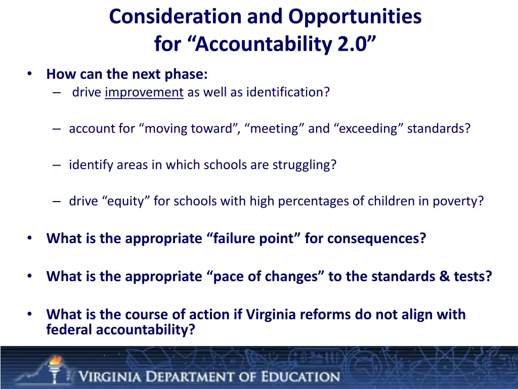 consideration and opportunities