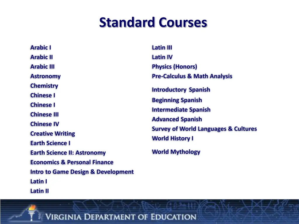 standard courses