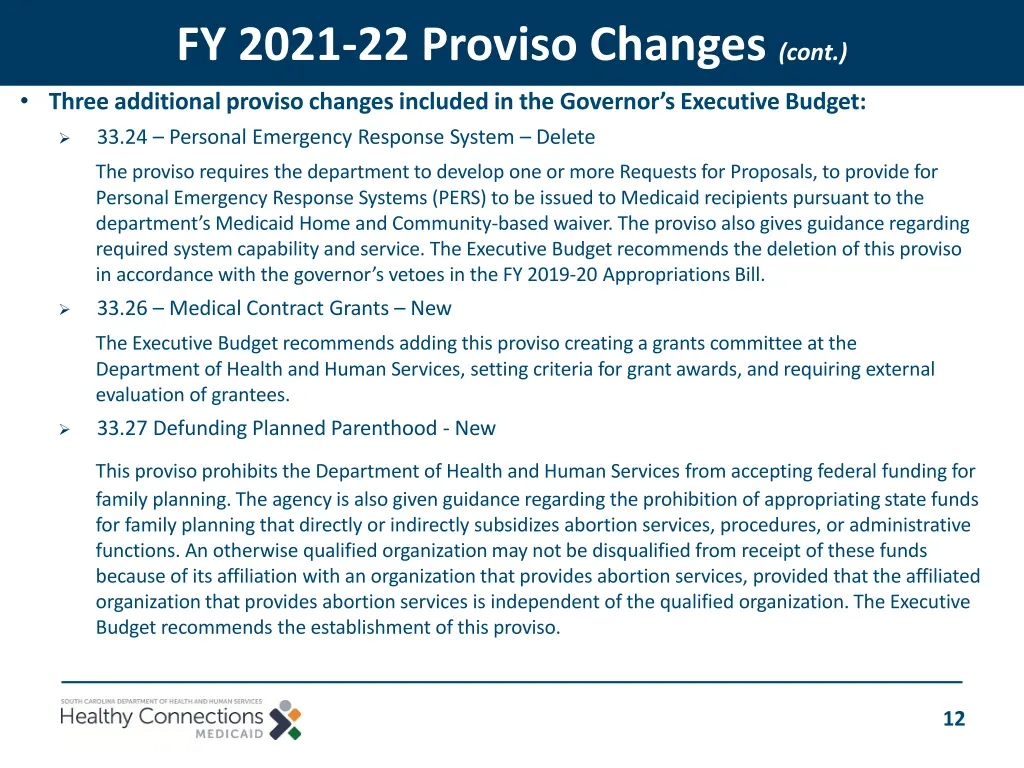 fy 2021 22 proviso changes cont