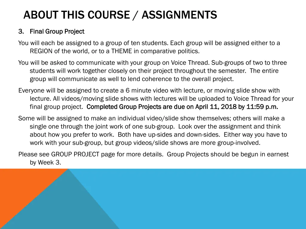 about this course assignments 4