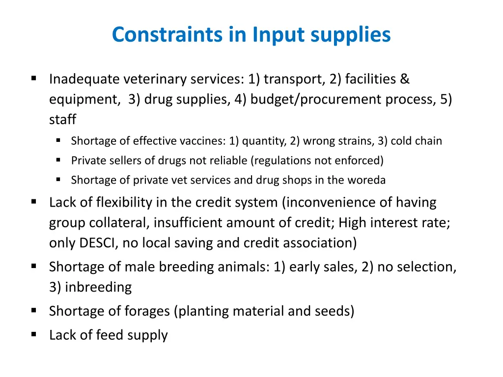 constraints in input supplies