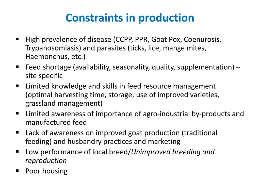 constraints in production