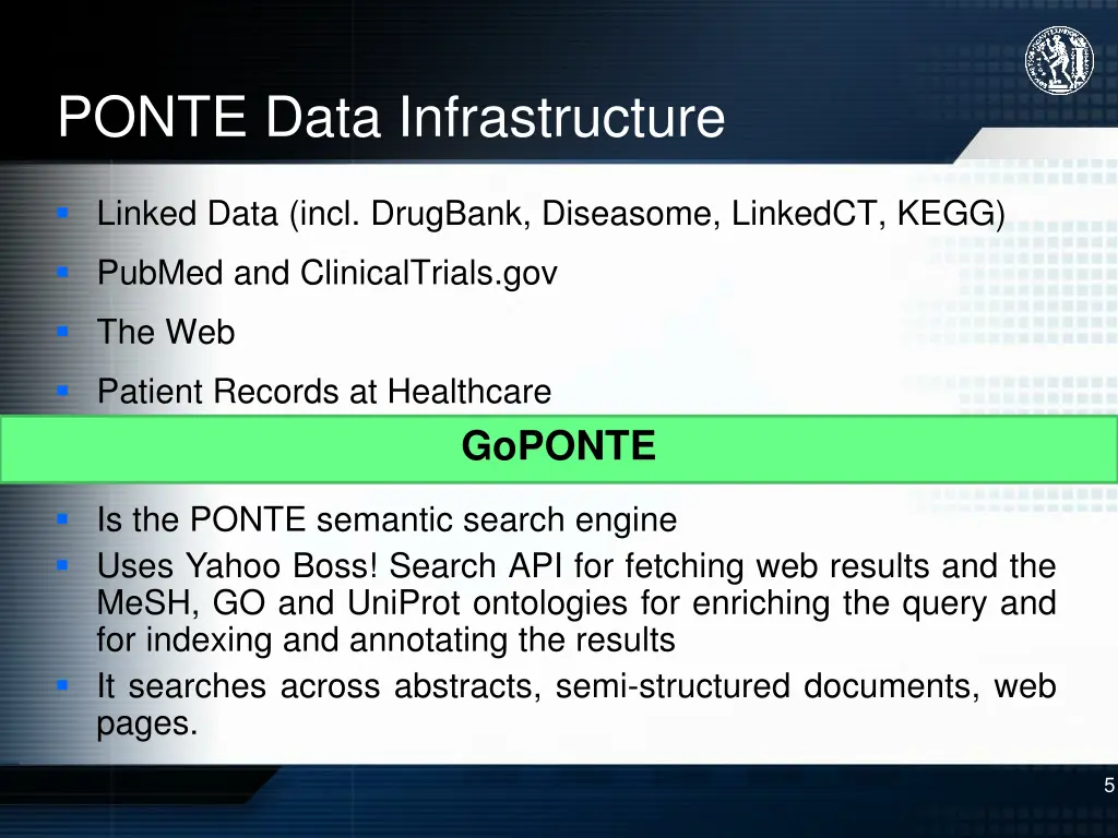 ponte data infrastructure