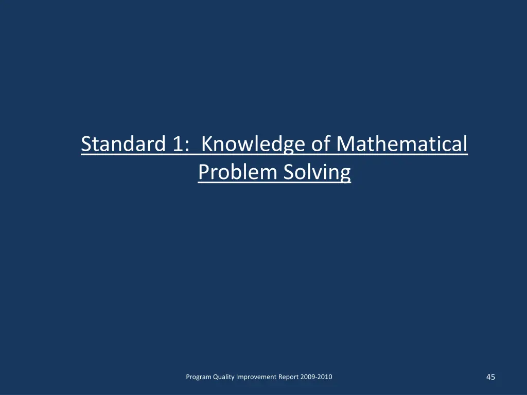 standard 1 knowledge of mathematical problem