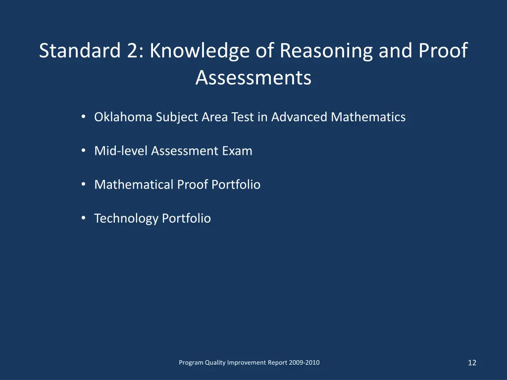 standard 2 knowledge of reasoning and proof 1