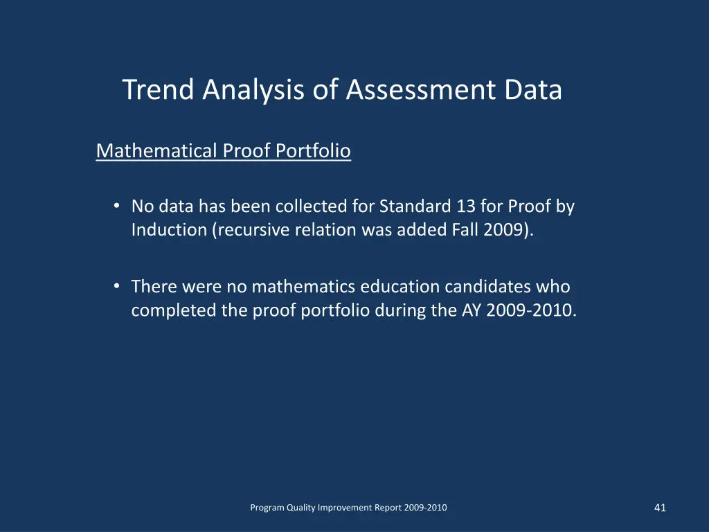 trend analysis of assessment data 10