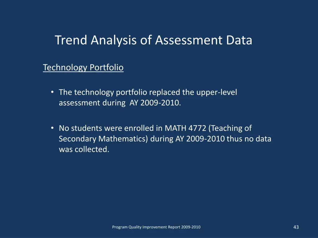 trend analysis of assessment data 11