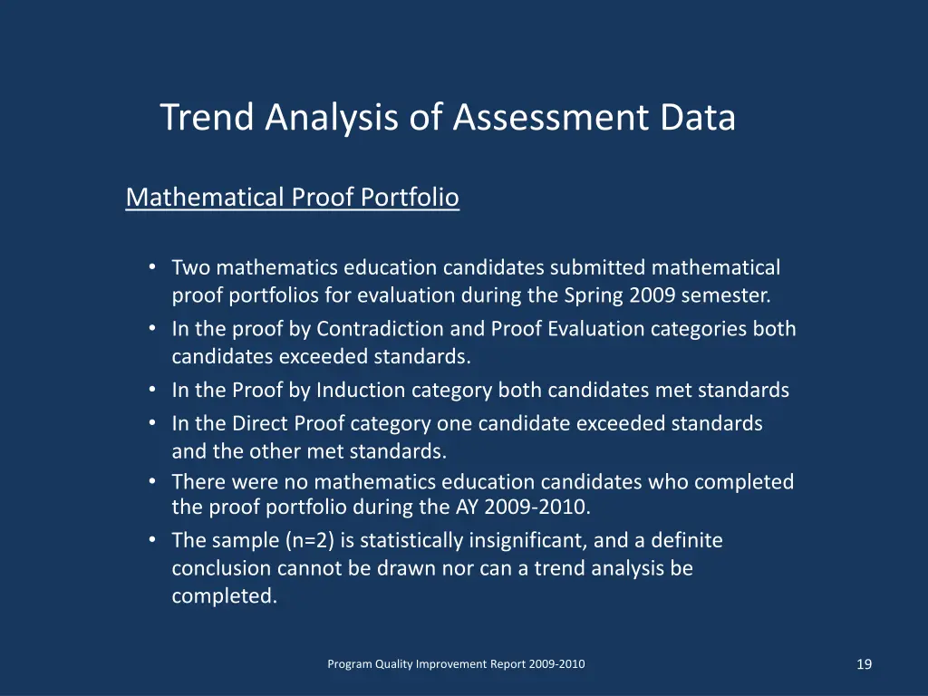 trend analysis of assessment data 2