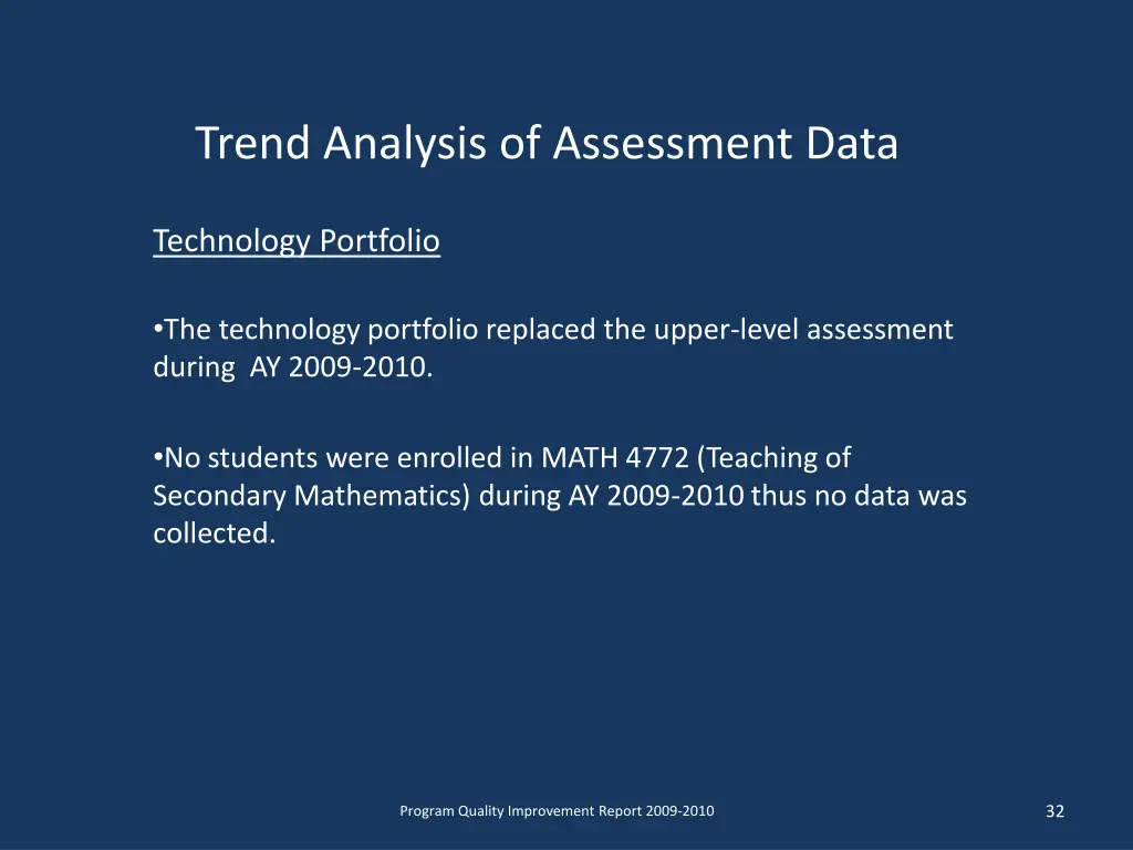 trend analysis of assessment data 7