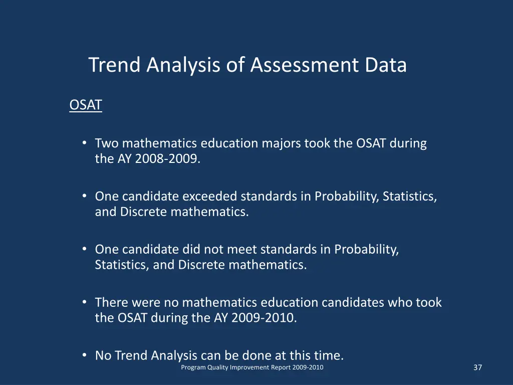 trend analysis of assessment data 8