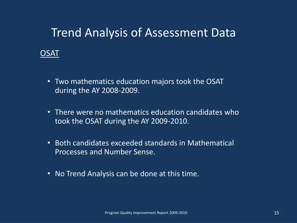 trend analysis of assessment data