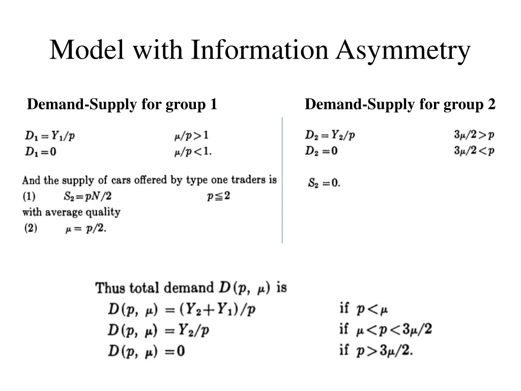 model with information asymmetry