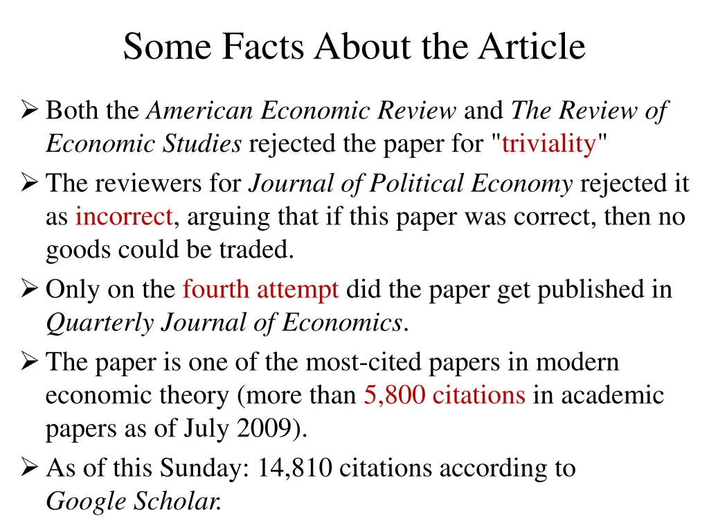 some facts about the article