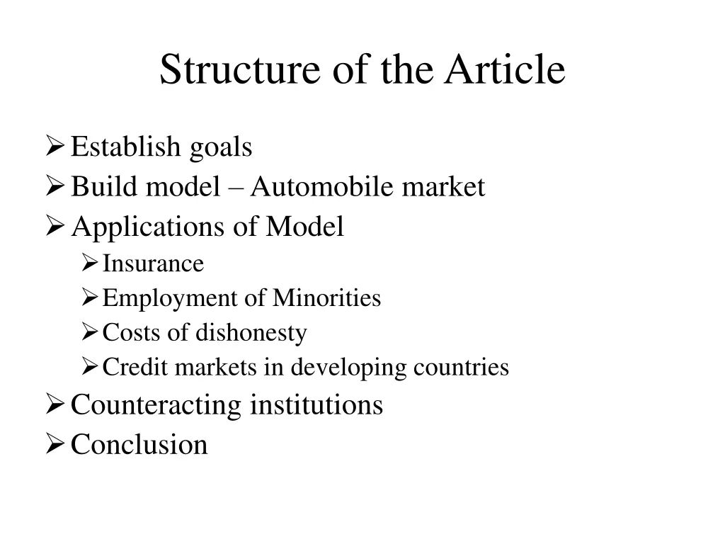 structure of the article