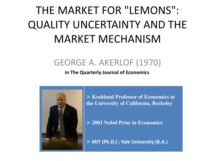 the market for lemons quality uncertainty