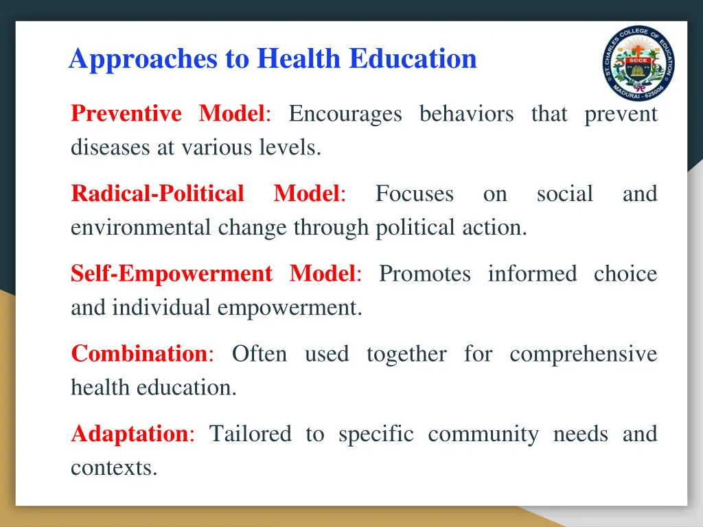 approaches to health education